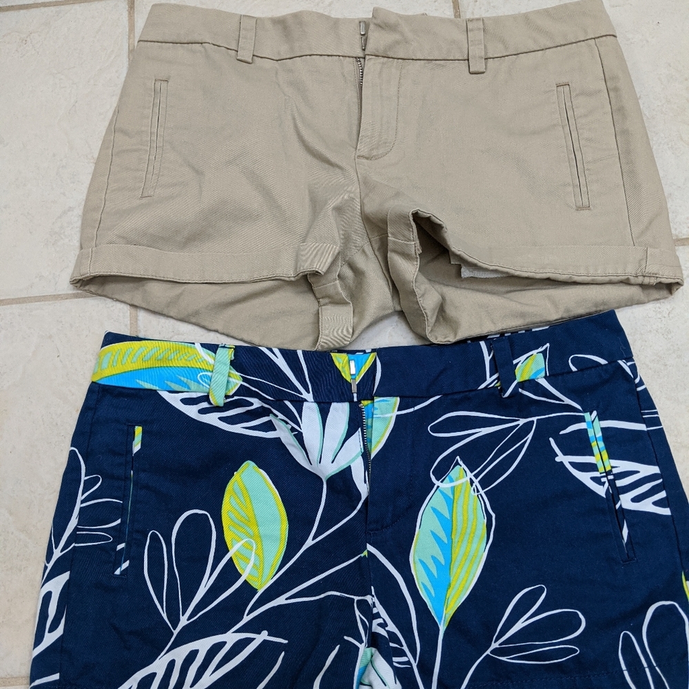 STYLUS Bundle Khaki and blue floral cotton shor